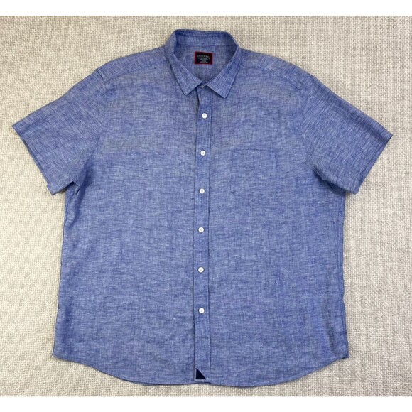 UNTUCKit Linen Shirt Men's 2XL Blue Short Sleeve Button Up Wrinkle Resistant - Picture 1 of 7
